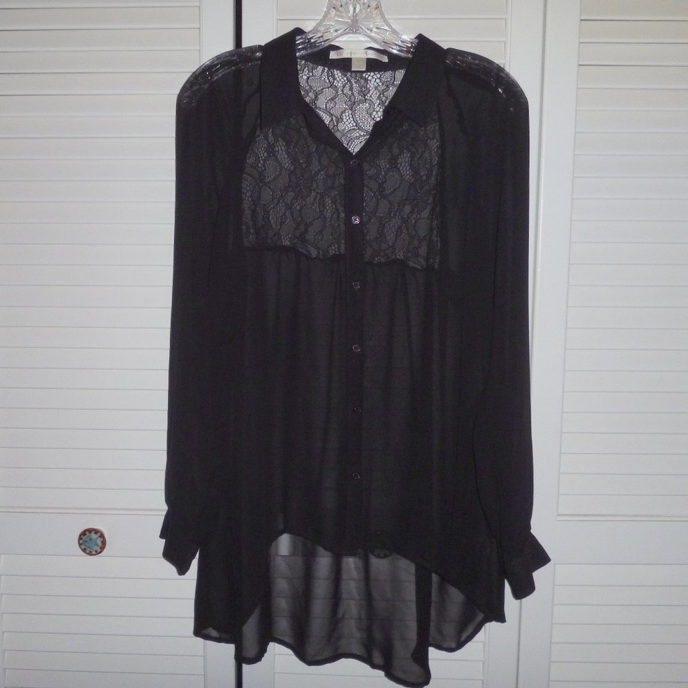 Lauren Conrad black sheer overshirt/top Large
